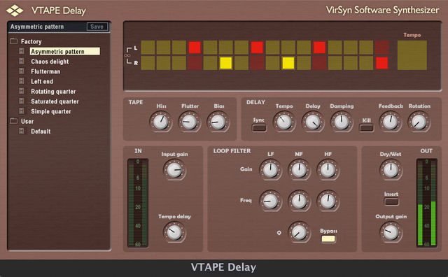 blank VTape Delay has a step sequencer style tap matrix.